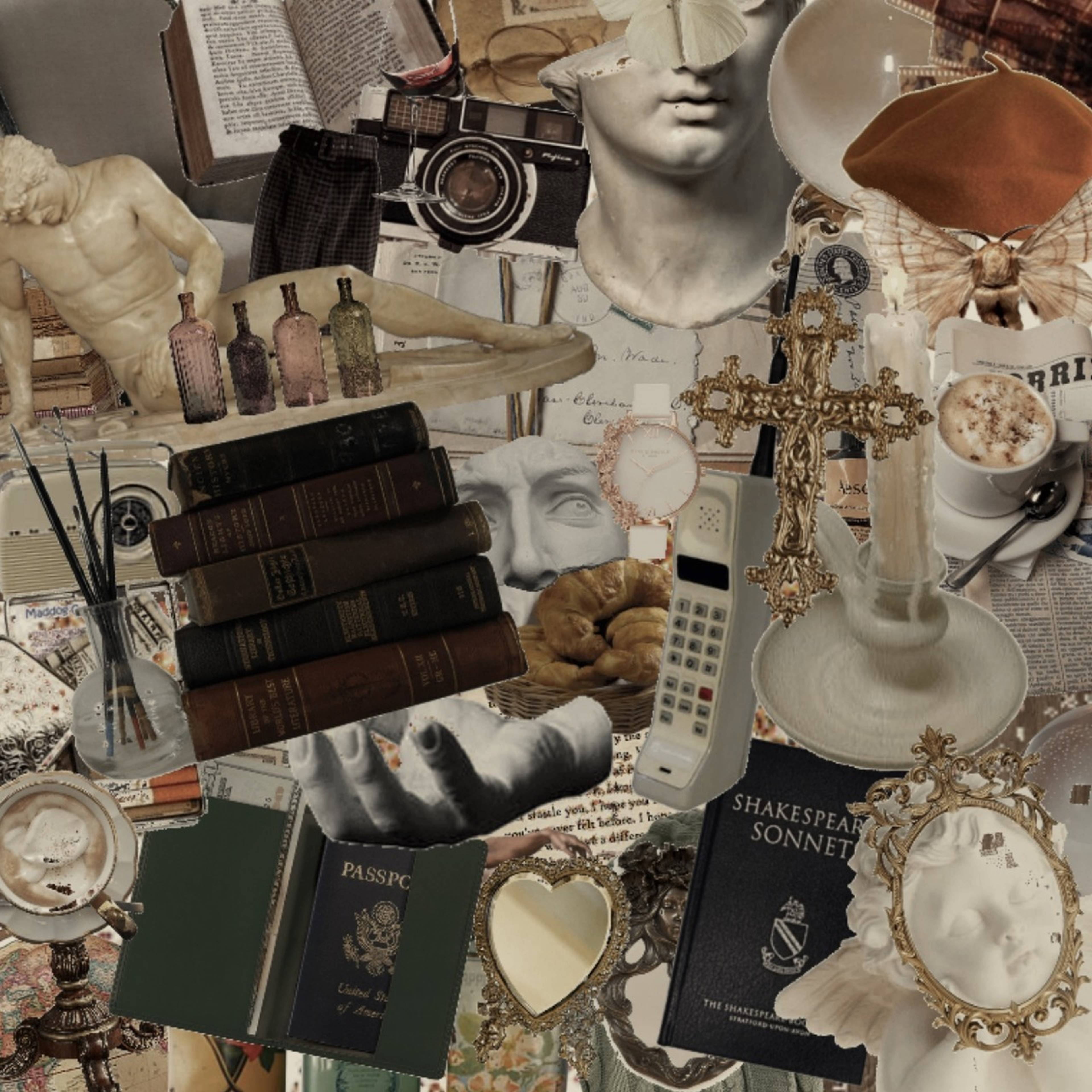 Dark academia aesthetic moodboard