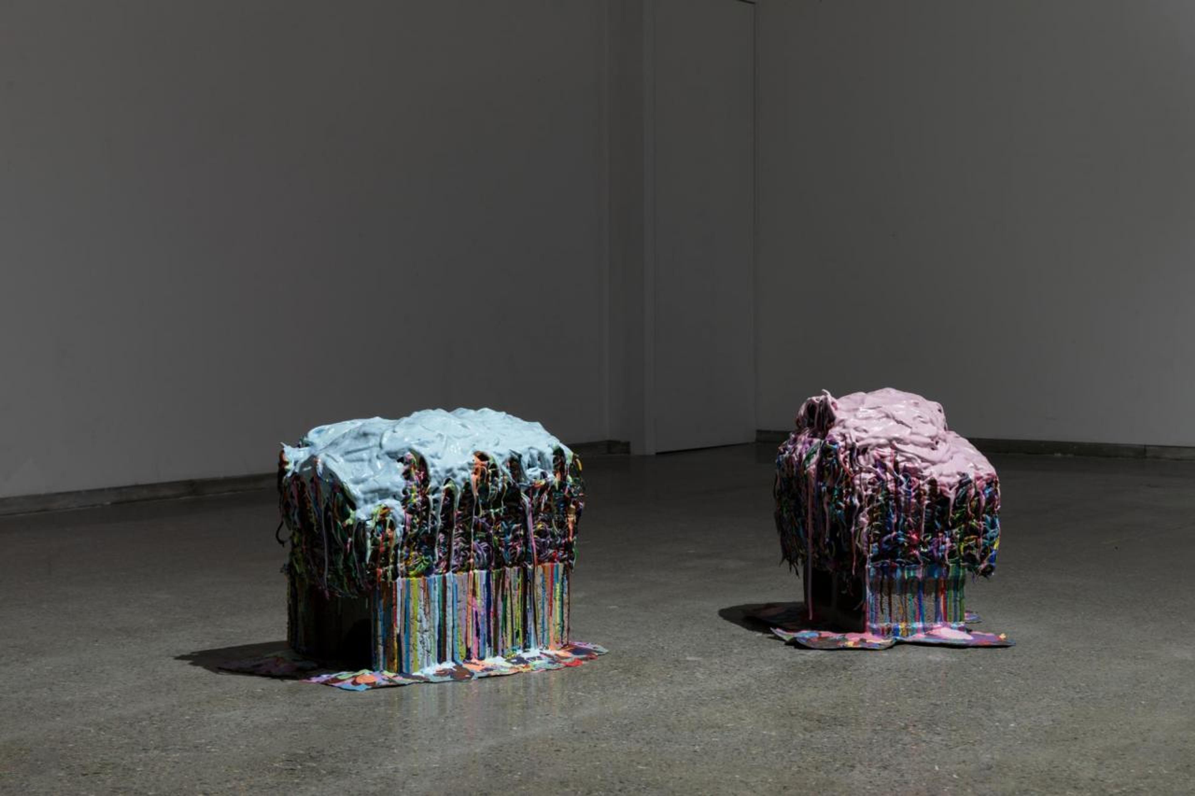 Ju Ting, Coral 102121 (left) and Coral 102021 (right), 2021, acrylic, cinder block, 47 &times; 64 &times; 50 cm and 45 &times; 50 &times; 50 cm. Installation View, GWBJ 2022 &ldquo;Crosstalk,&rdquo; 2022, Beijing. Courtesy: Gallery Weekend Beijing