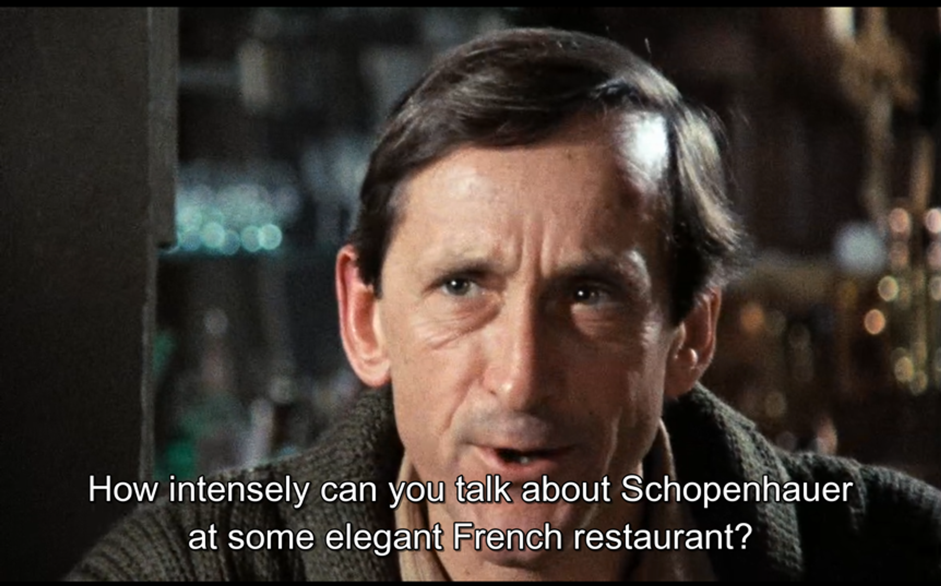 Still from My Dinner With Andre, 1981, 110 min.