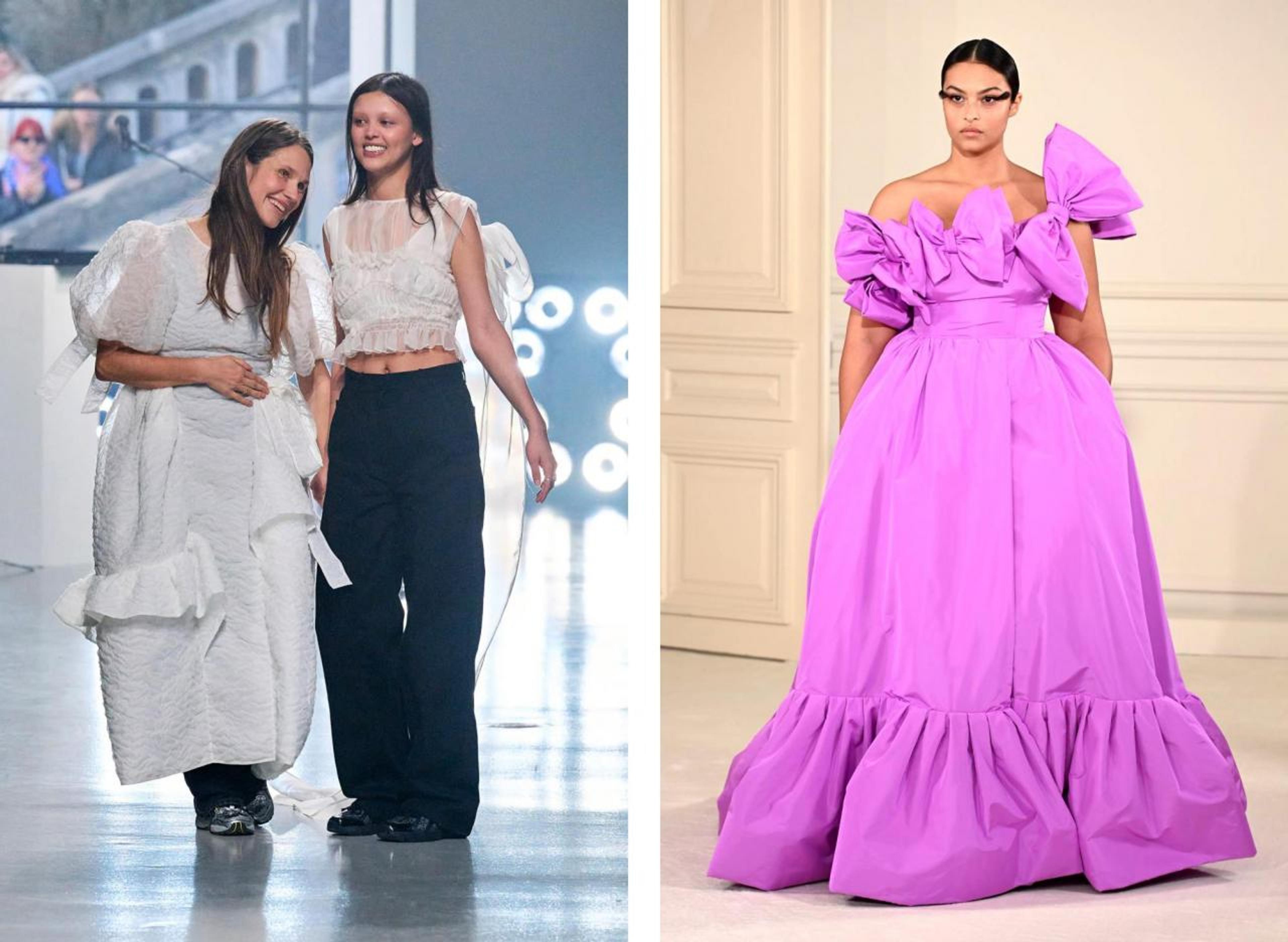 Left: Cecilie Bahnsen, AW23; right: Valentino Haute Couture, SS22