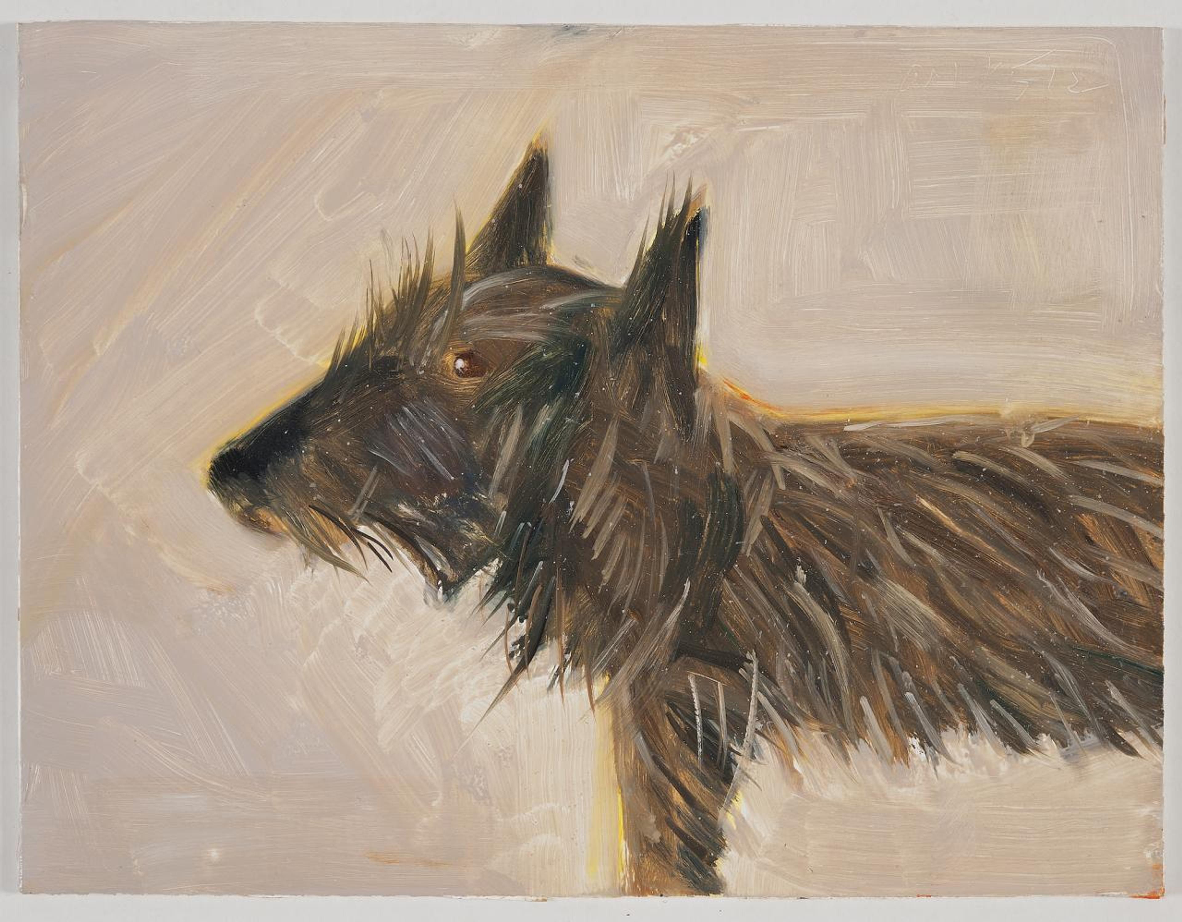 Alex Katz, Untitled (Dog), 2012 Oil on board, 22,9 x 30,5 cm, Copyright Alex Katz / VG Bild-Kunst, Bonn 2019, Courtesy Galerie Klueser