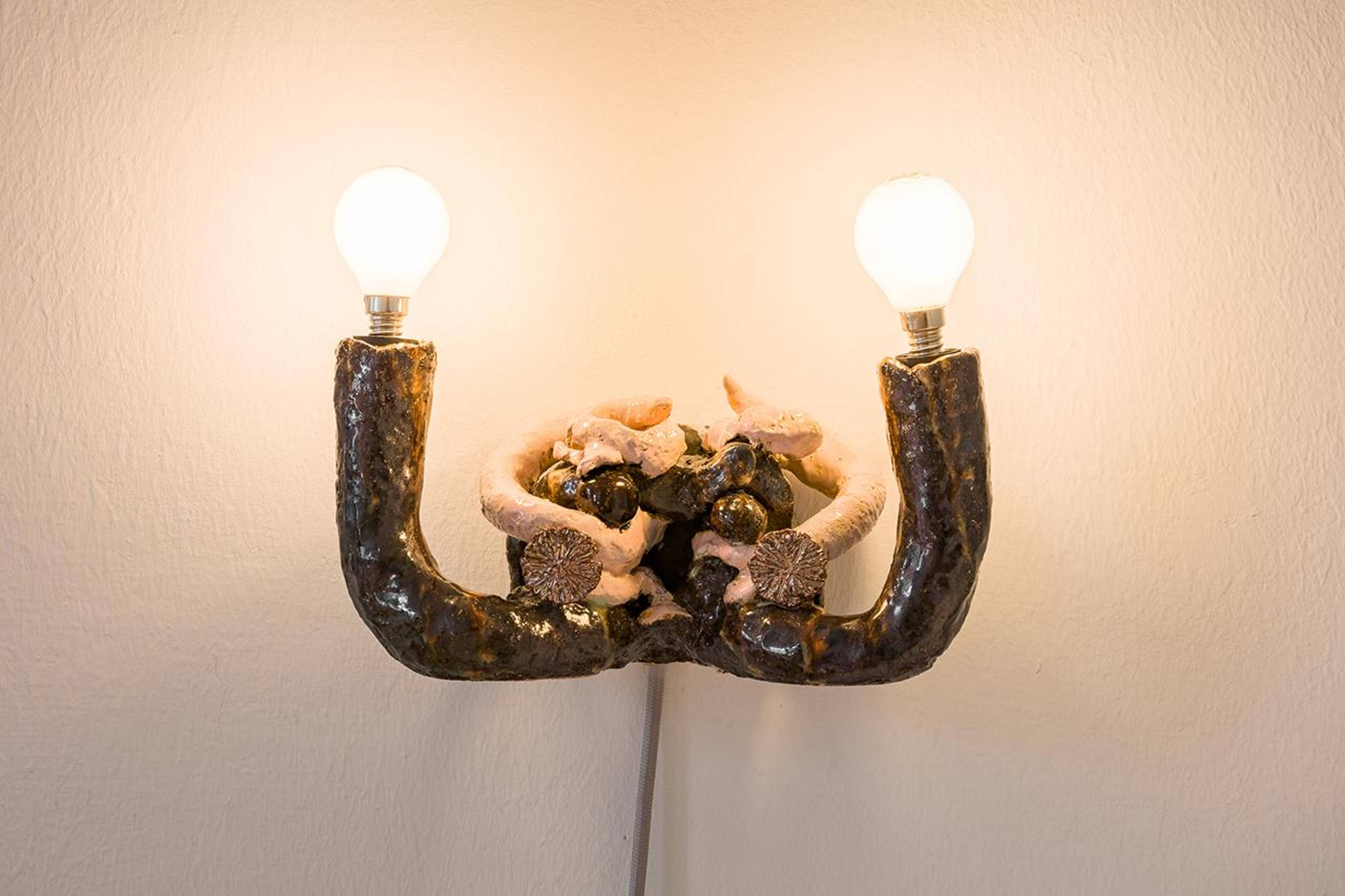 Soshiro Matsubara,  Last Night IV , 2020, glazed ceramics, light bulbs, and cable, 20 &times; 26 &times; 9 cm