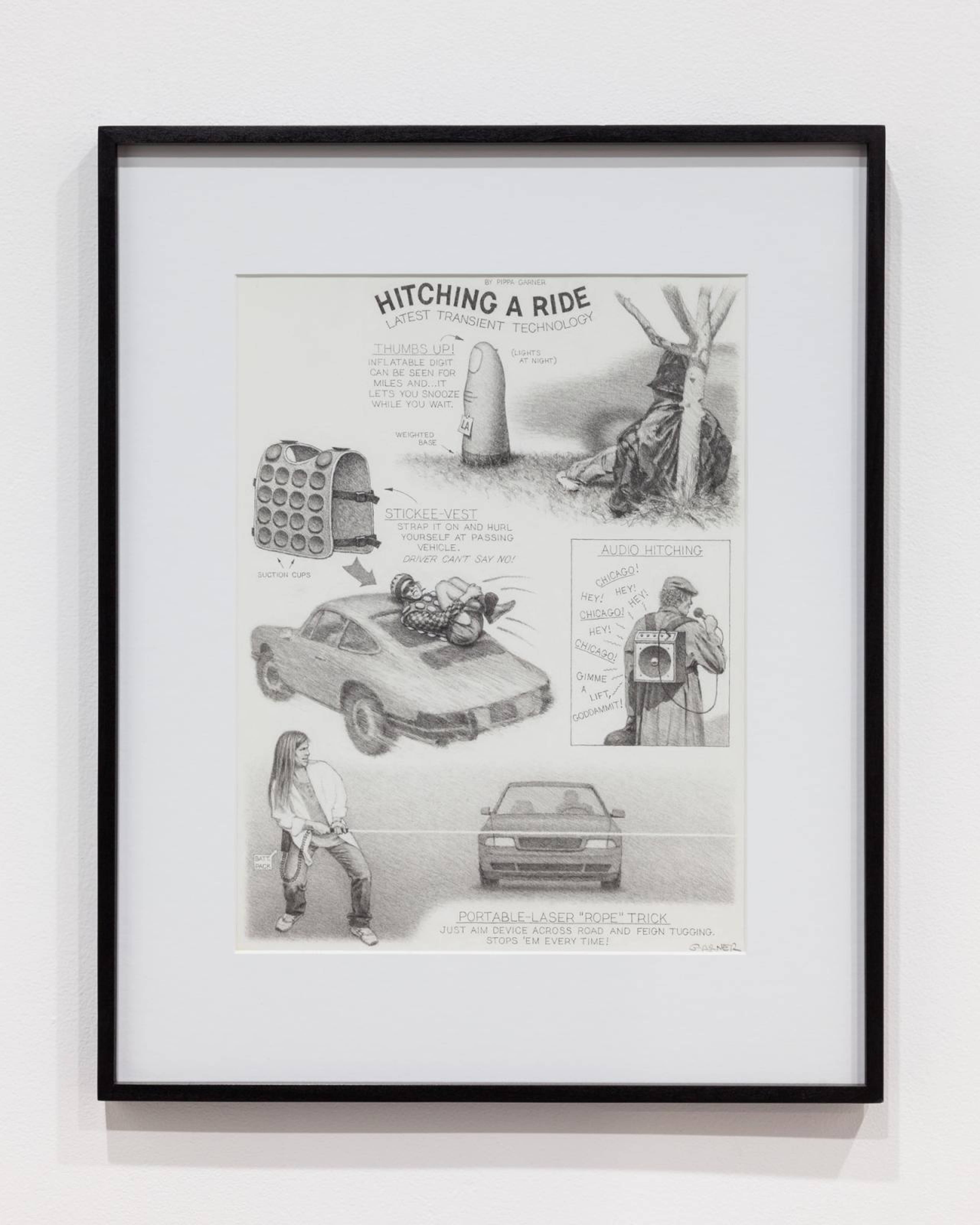 Hitching a Ride, n.d., pencil on paper, 28 x 43 cm