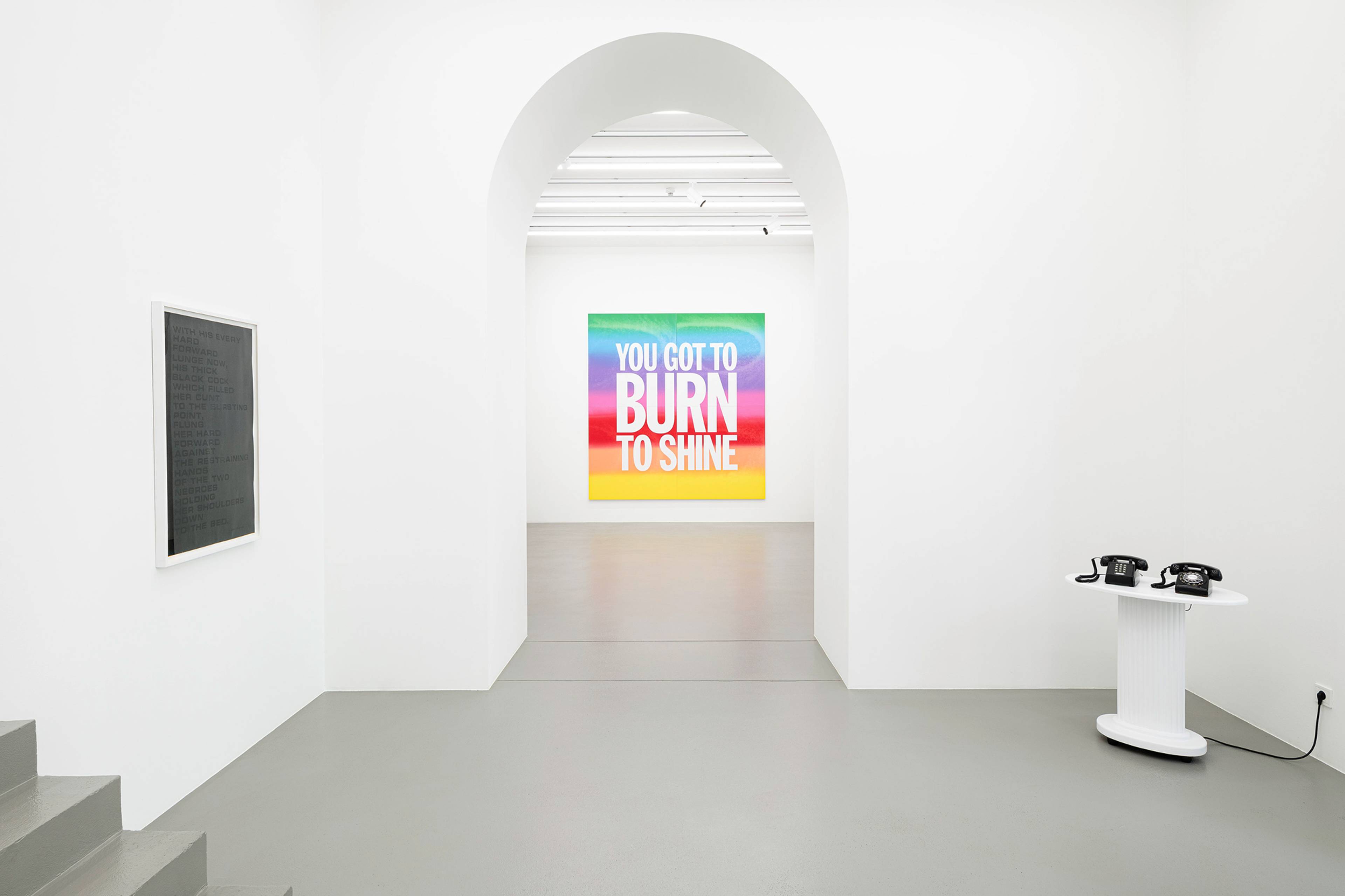 View, of John Giorno, “God Complex,” curated by Giorno Poetry Systems, Galerie Eva Presenhuber, Vienna, 2024