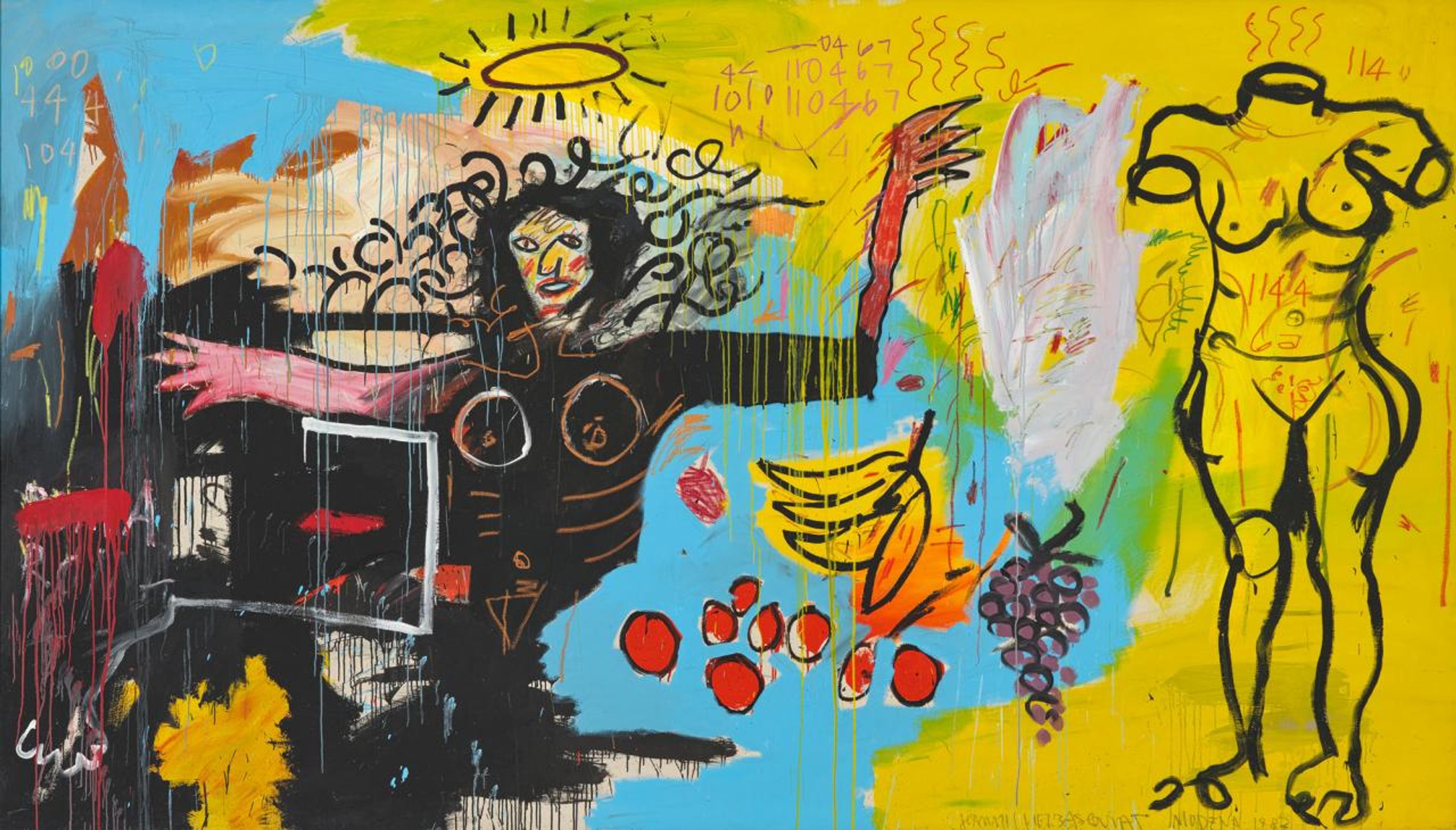 Jean-Michel Basquiat, Untitled (Woman with Roman Torso [Venus]), 1982, acrylic and oil stick on canvas, 241 x 419.5 cm