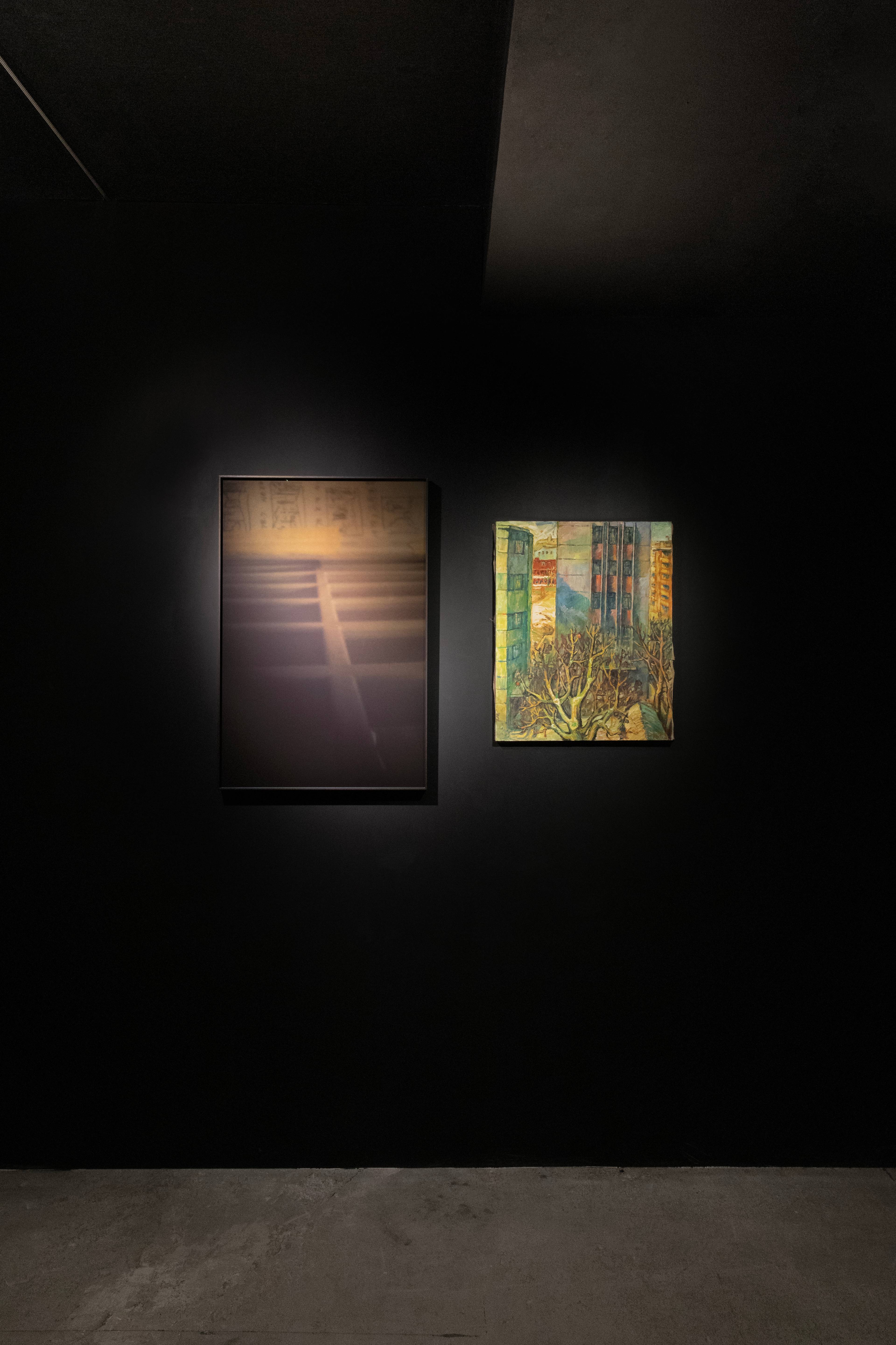 Doris Guo, Storagescape (Sunset), 2023 & Weili Wang, 夕阳红 City Sunset, 1982