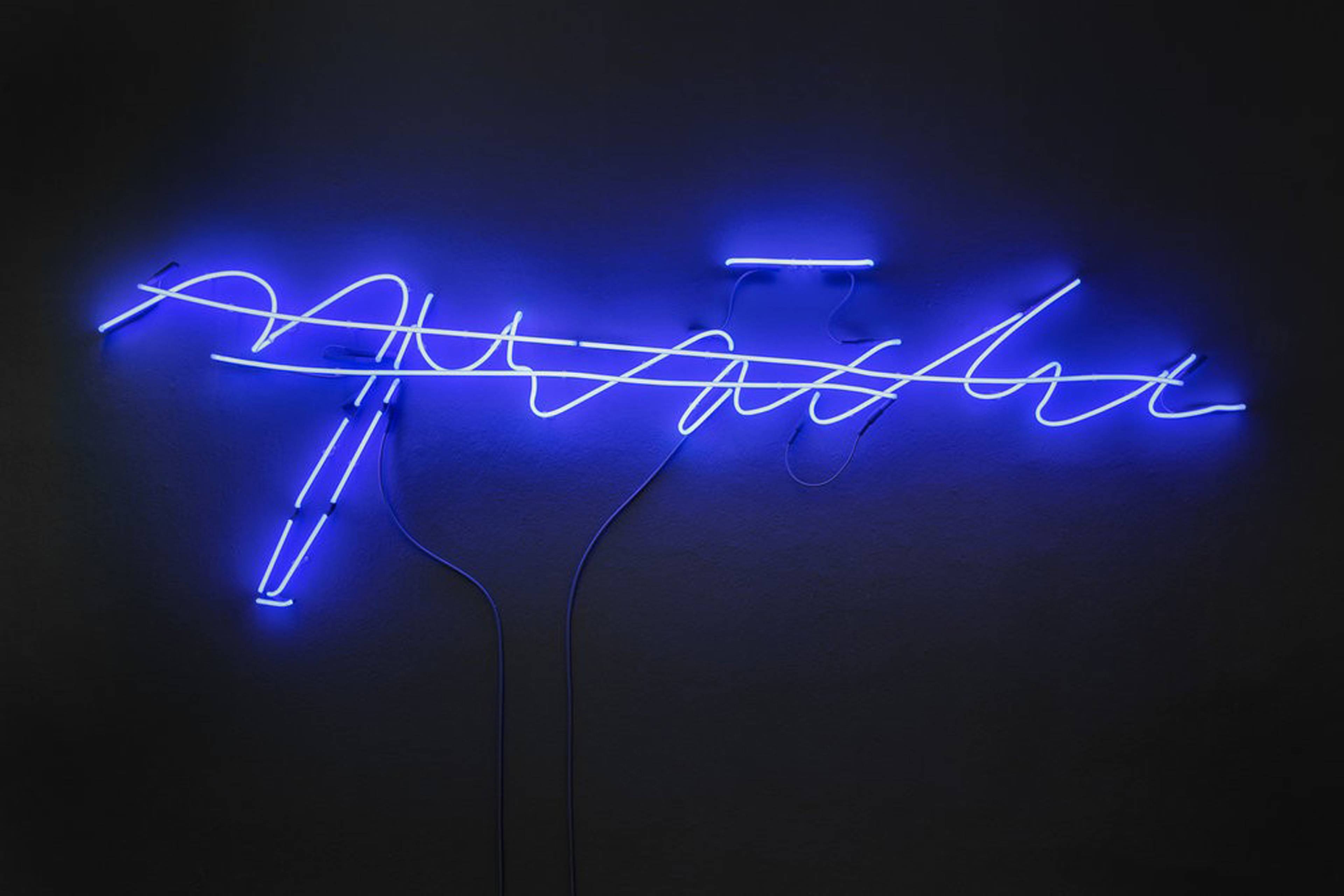 Joseph Kosuth, ‘L.W.’s Last Word’ [Cobalt blue] Text reads: Sprache, 1991