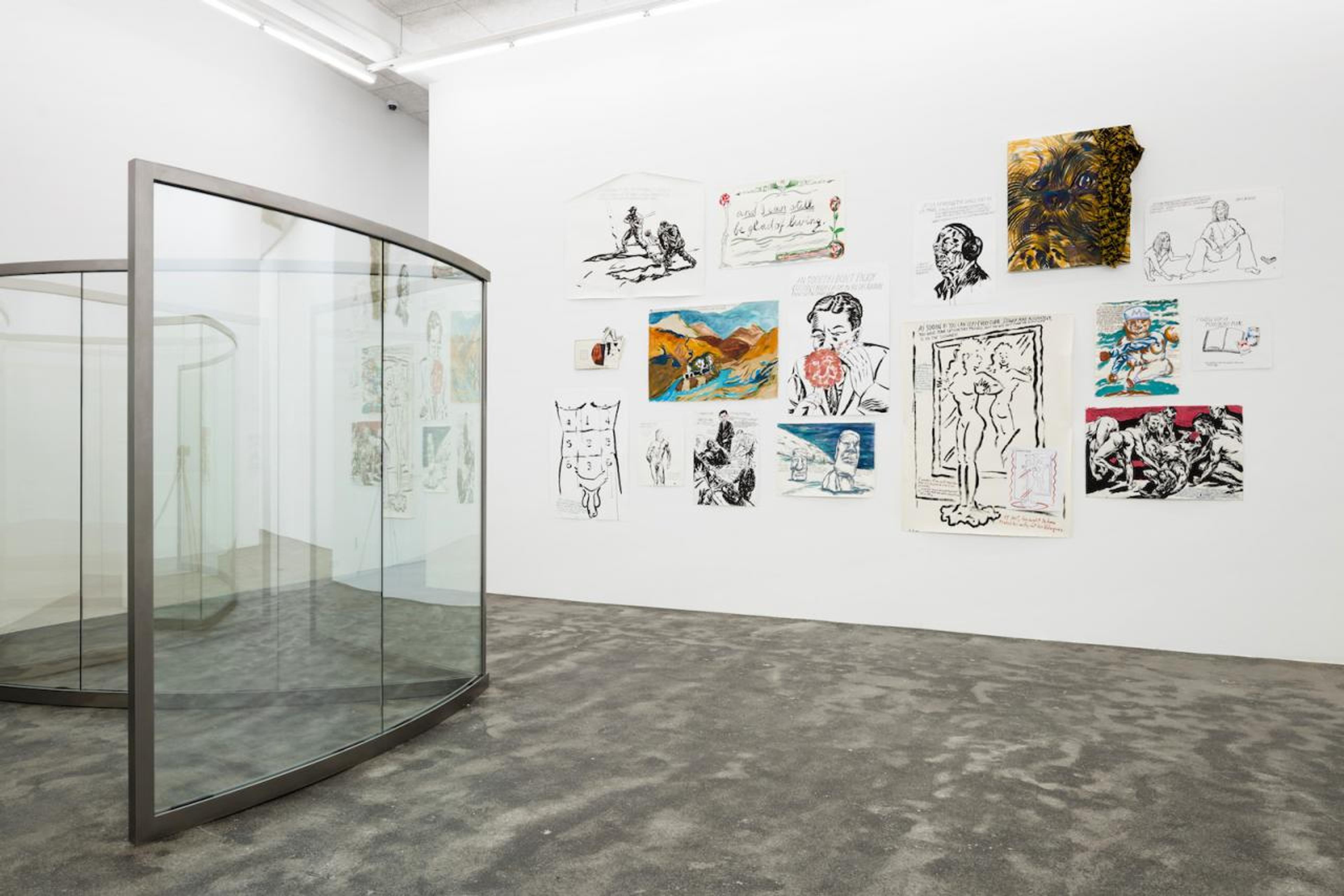 &quot;Raymond Pettibon | A Selection by DAN GRAHAM&quot; (2018) Installation view at Galleri Nicolai Wallner Courtesy Regen Projects, Los Angeles and David Zwirner, New York
