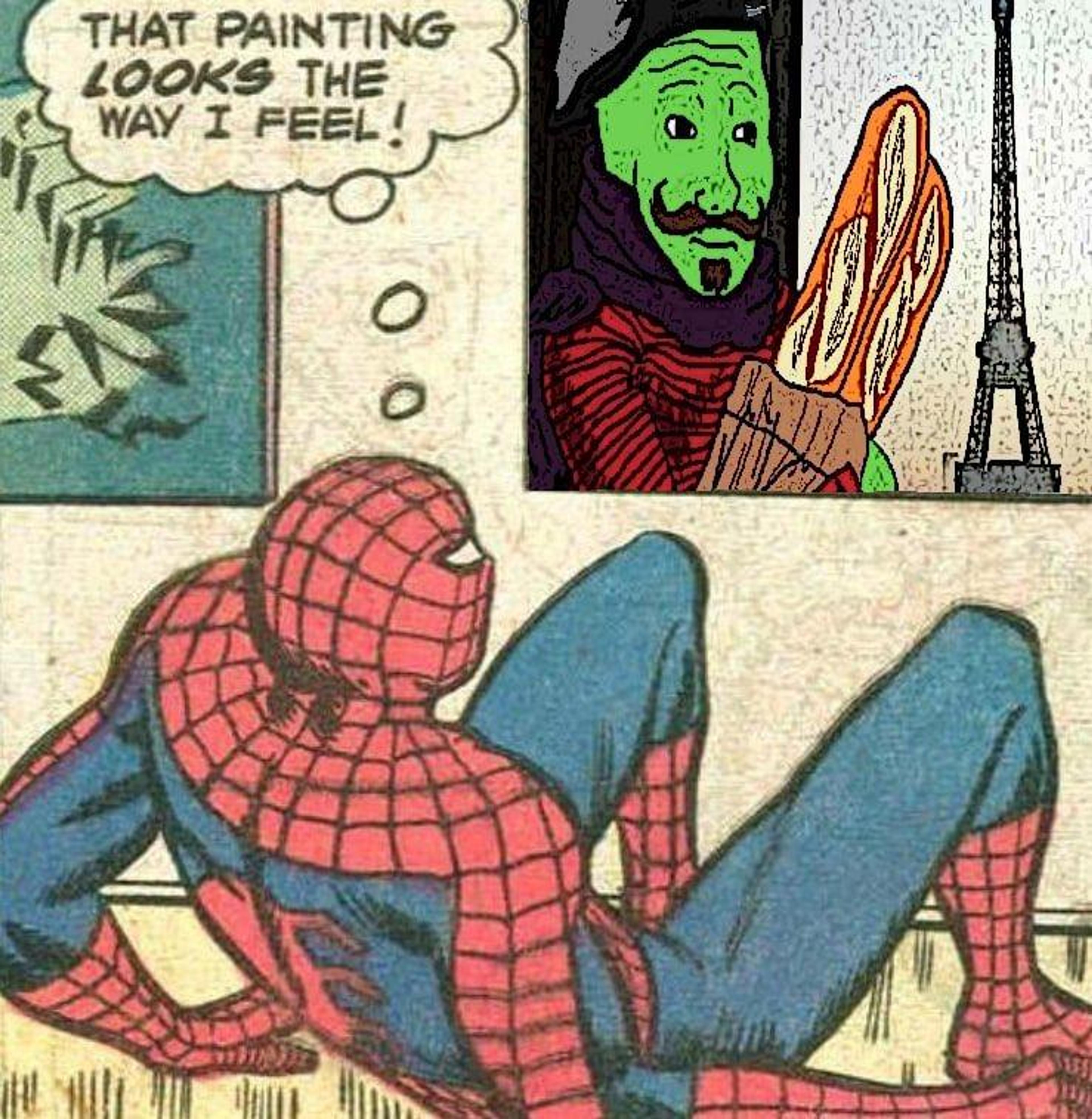 Spiderman French Wojak meme 