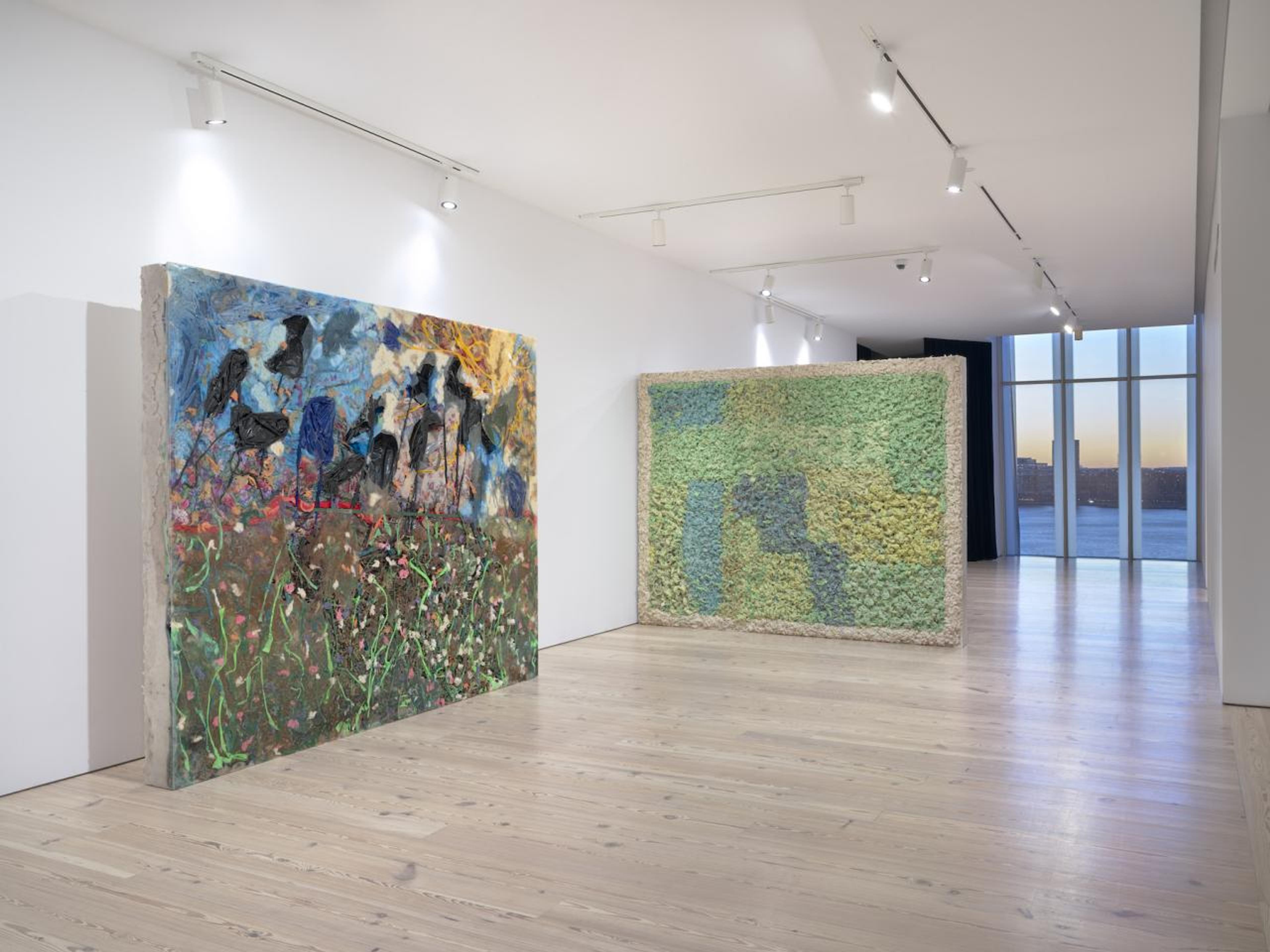 Installation view of  Kevin Beasley: A View of a Landscape  at the Whitney From left to right:  The Reunion , 2018;  Campus , 2018; Photo: Ron Amstutz
