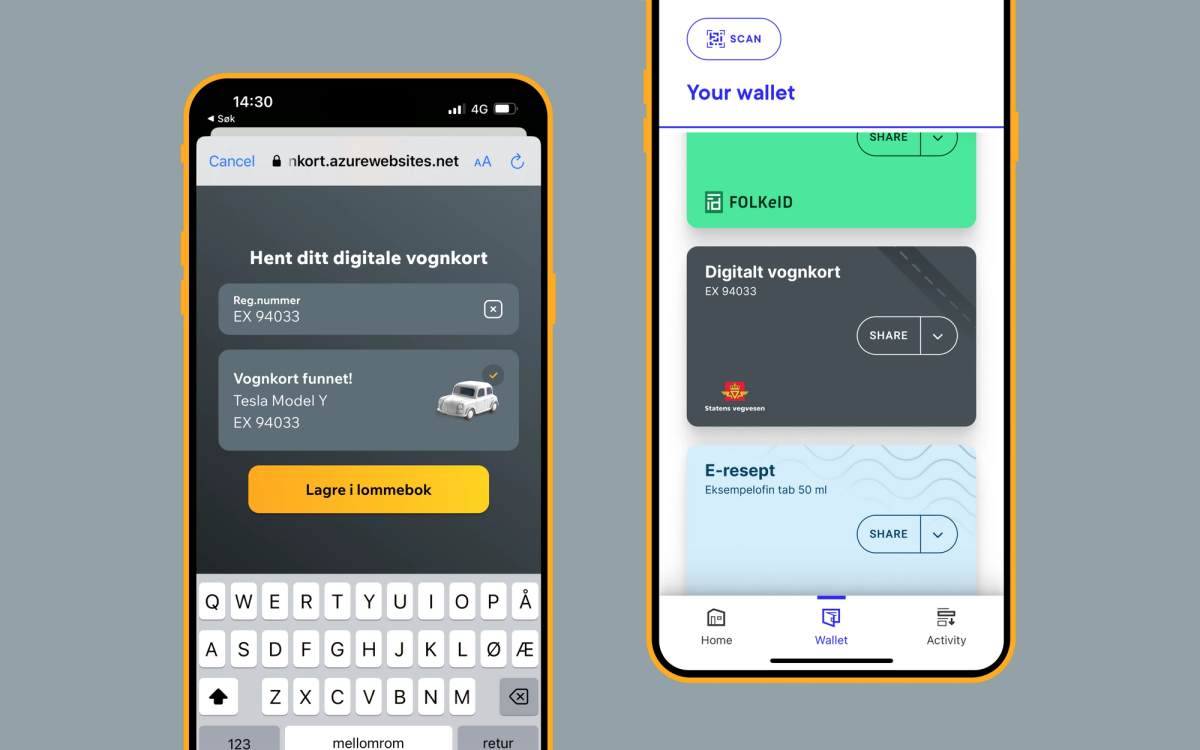 Skjermbilde fra vognkort-demoen.
