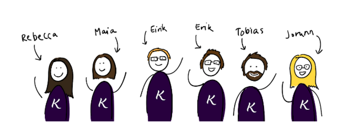 Strektegning av sommerstudentene i Trondheim