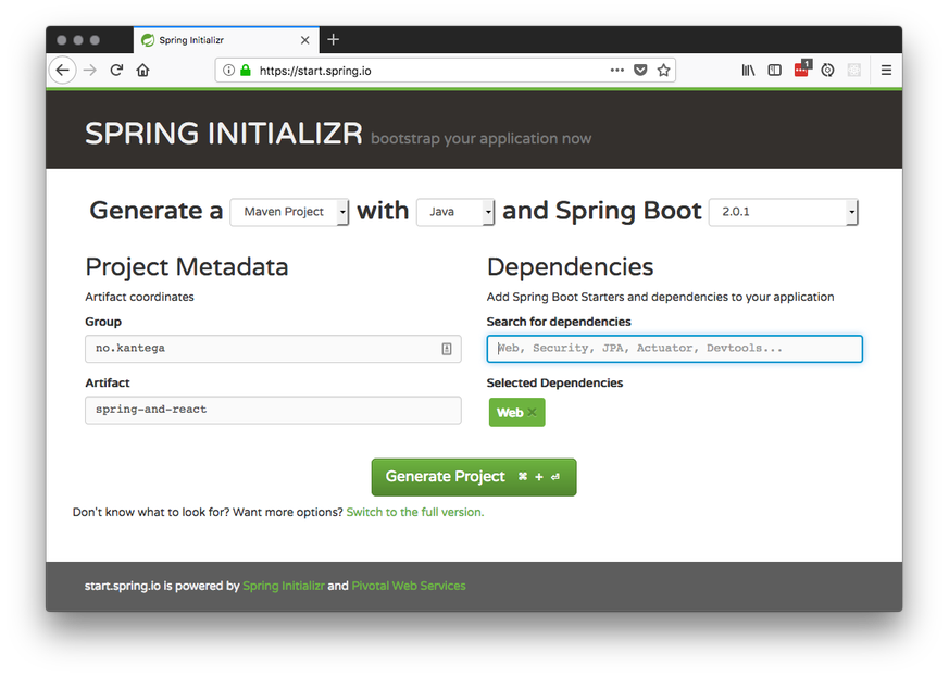 Spring boot hot sale react app