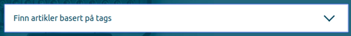 Skjermdump av tekst som sier: "Finn artikler basert på tags" med en pil som peker nedover, til høyre i bildet