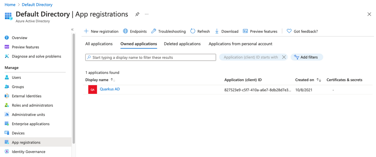 Rolebased access control with Quarkus and Microsoft Azure Active