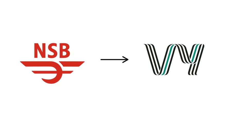 Gamle NSB-logoen og dagens Vy-logo