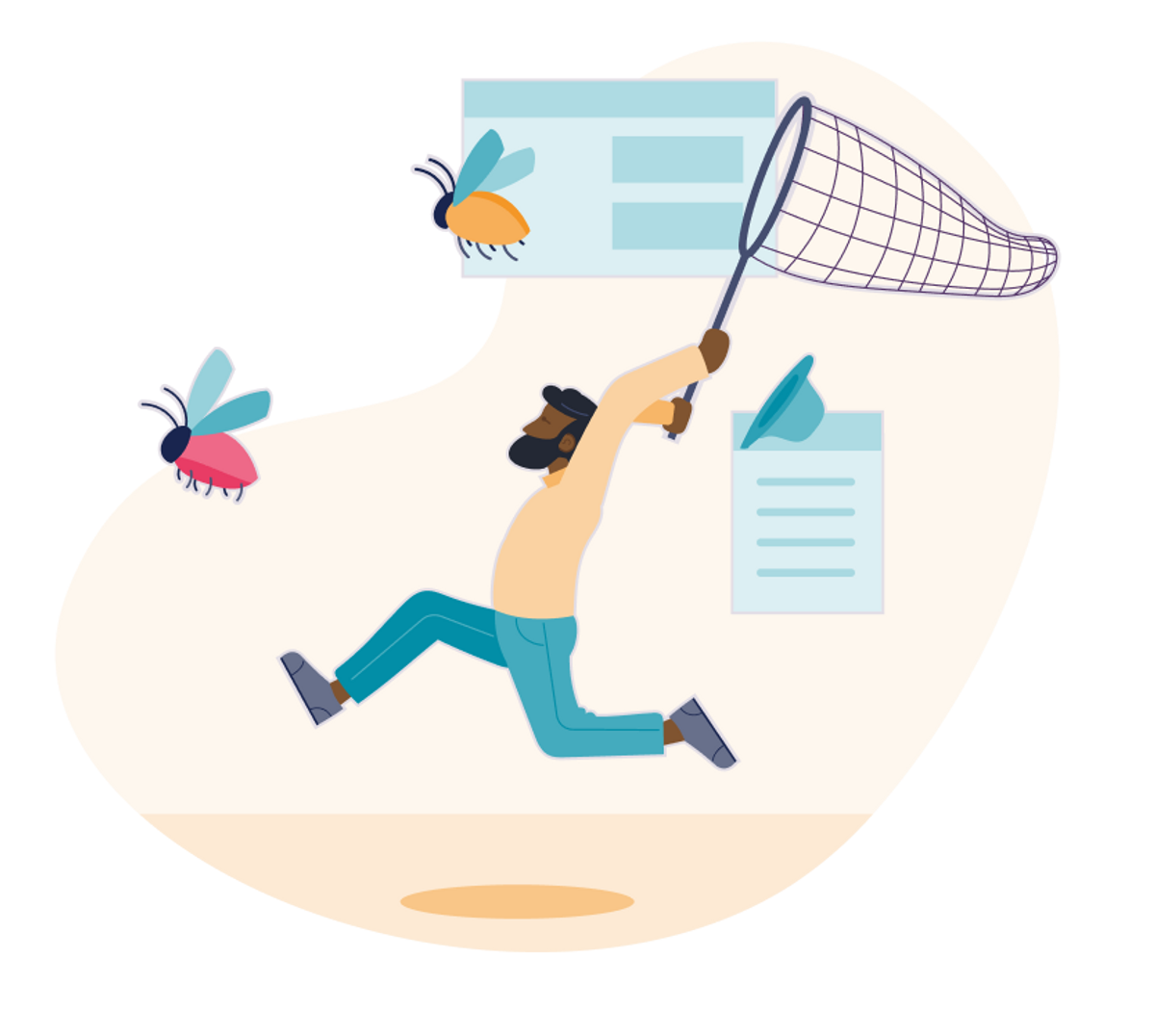 Mann som fanger bugs med håv