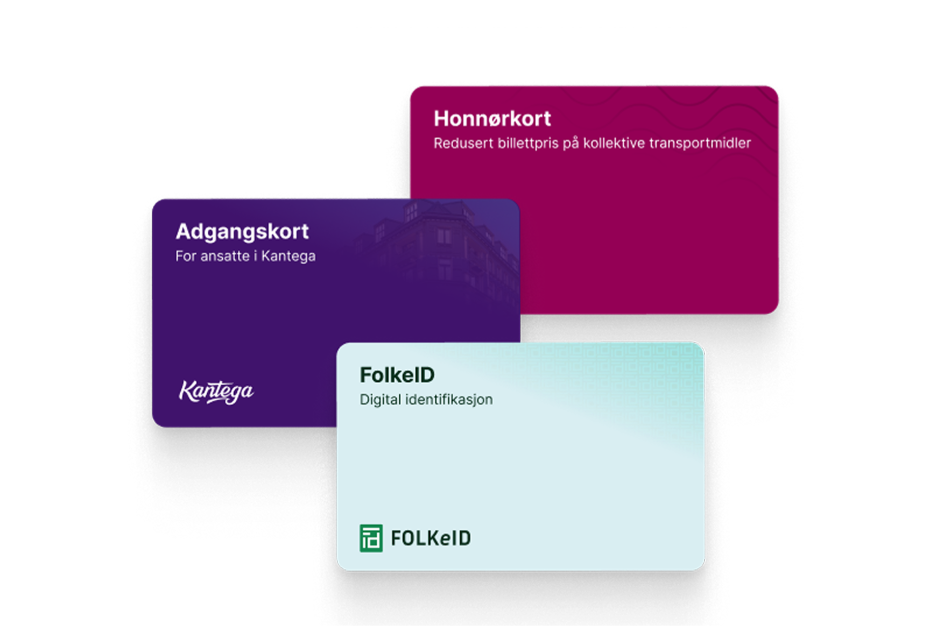 Eksempler på digitale bevis: honnørkort, adgangskort og FolkeID