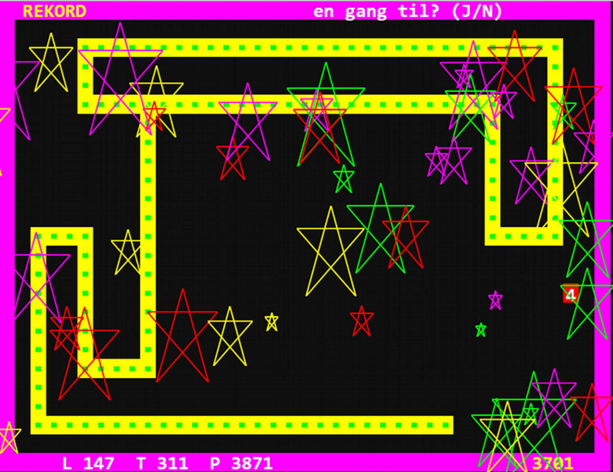 Spillet Pyton på en skjerm.