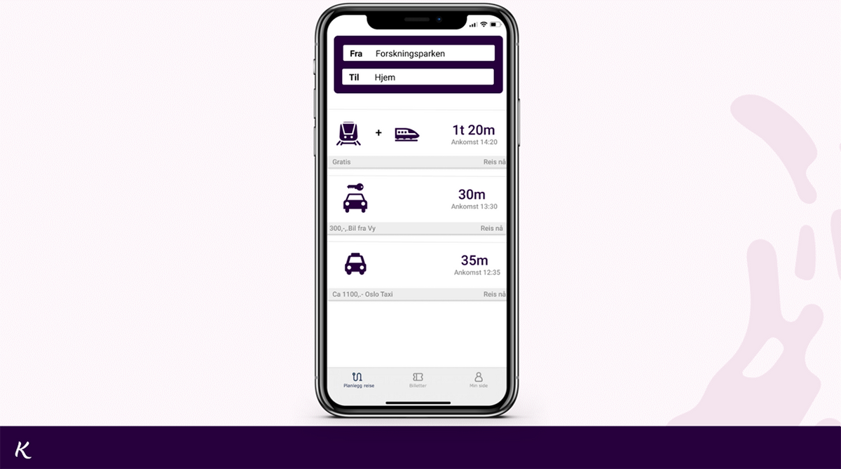 Skjermbilde fra prototype