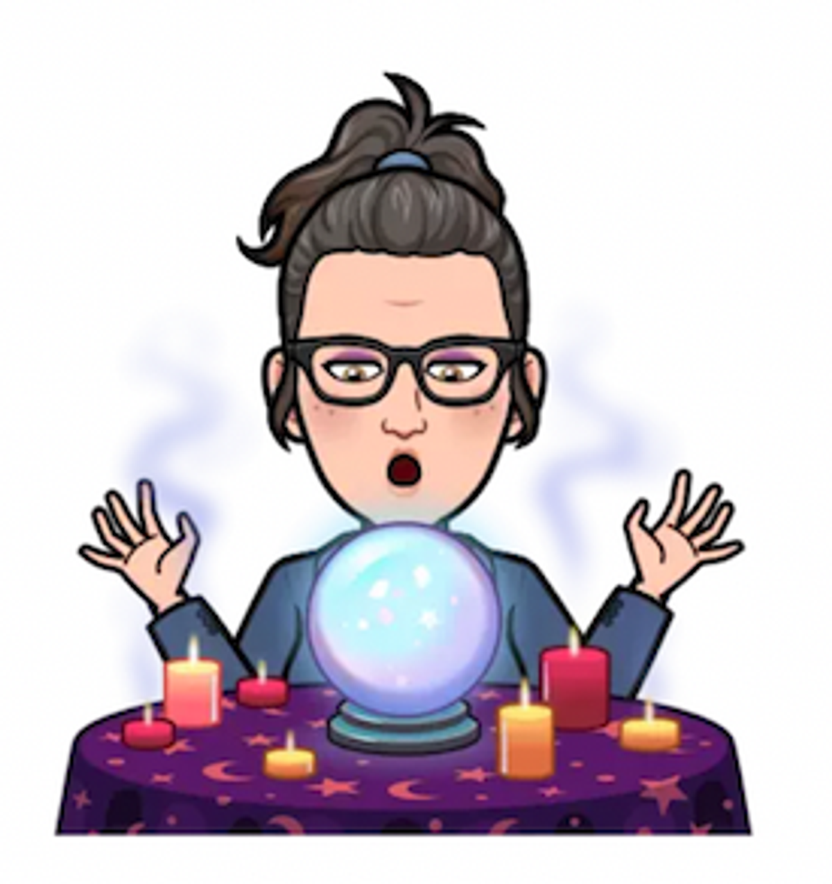 bitmoji av en dame med en krystallkule
