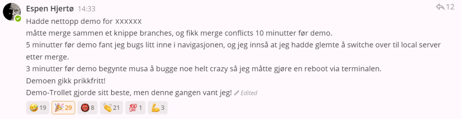 Fra internchaten i Kantega