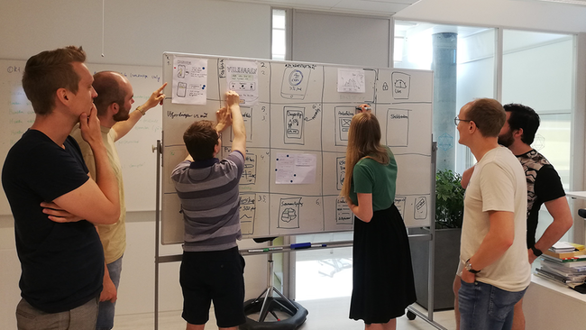 Teamet lager et storyboard