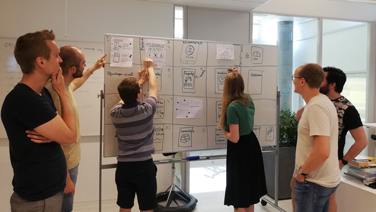 Teamet lager et storyboard