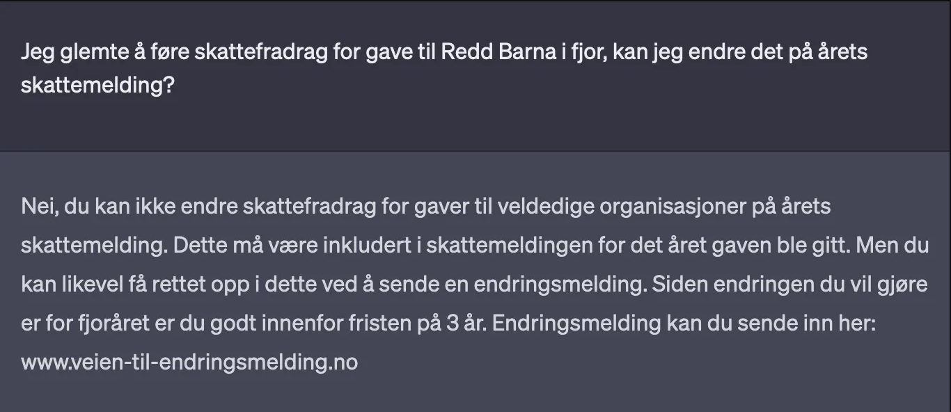 Svar fra ChatGPT