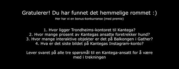 Skjermbilde med beskjed i det hemmelige rommet i Gather. 