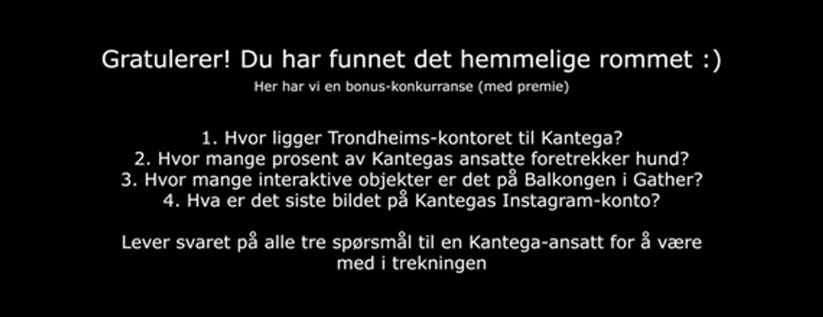 Skjermbilde med beskjed i det hemmelige rommet i Gather.