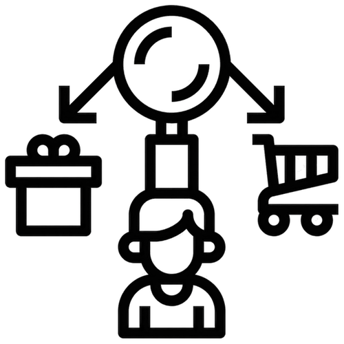 illustration of a consumers thought process when buying a product.