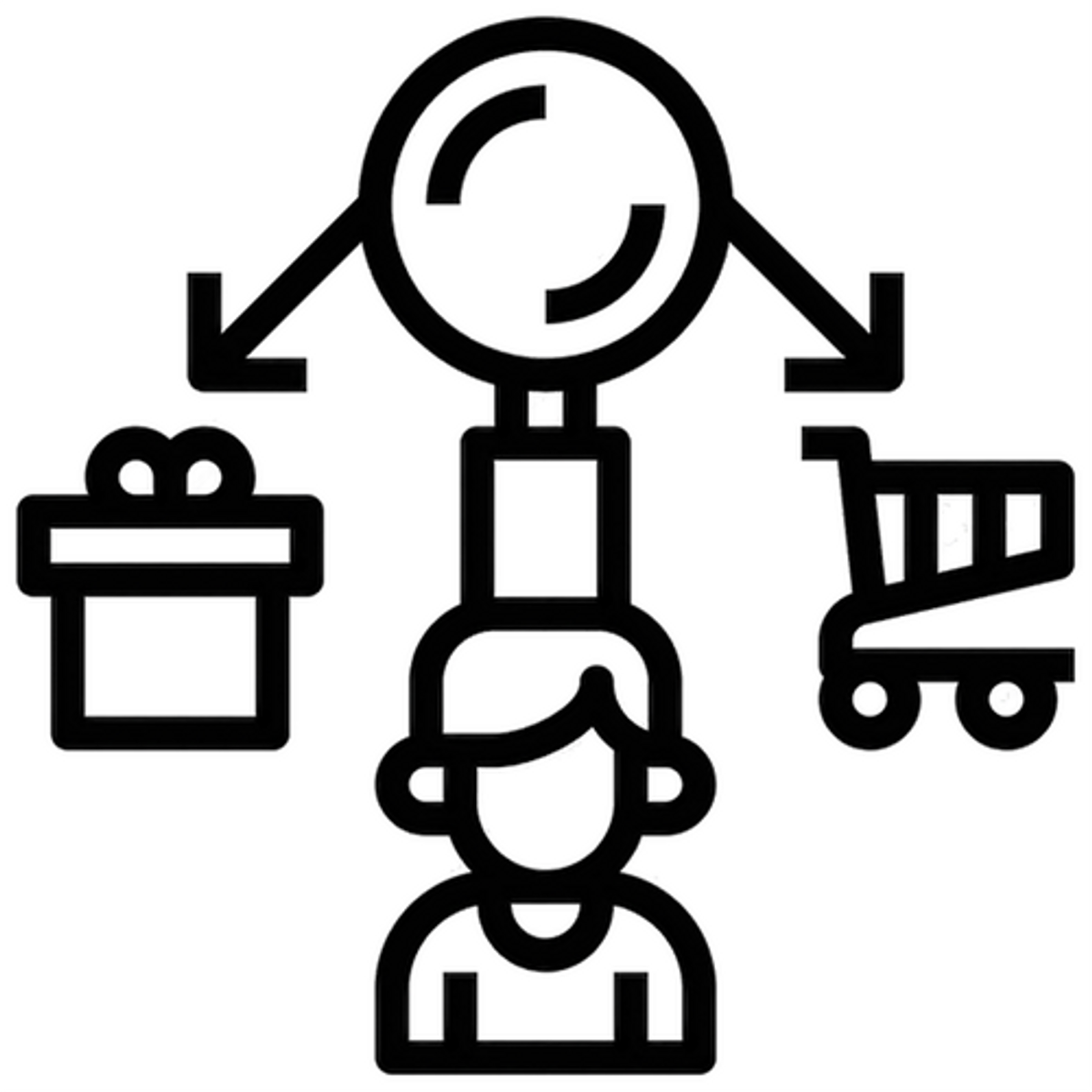 illustration of a consumers thought process when buying a product.