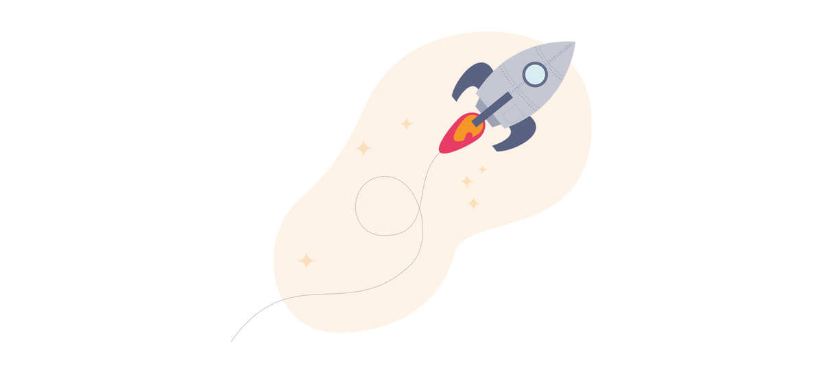 Rakett som tar av ut i verdensrommet