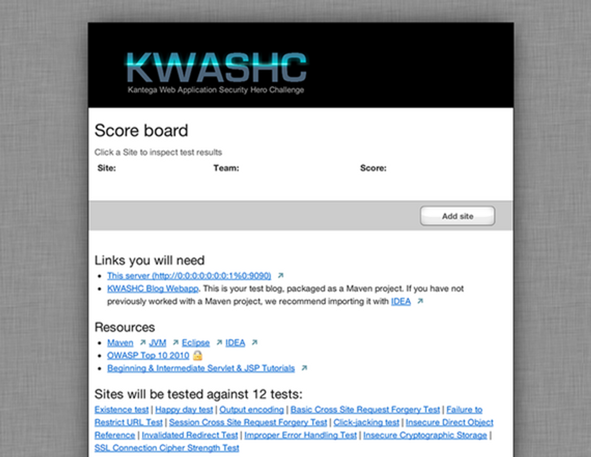 Skjermdump av KWASCHs nettside