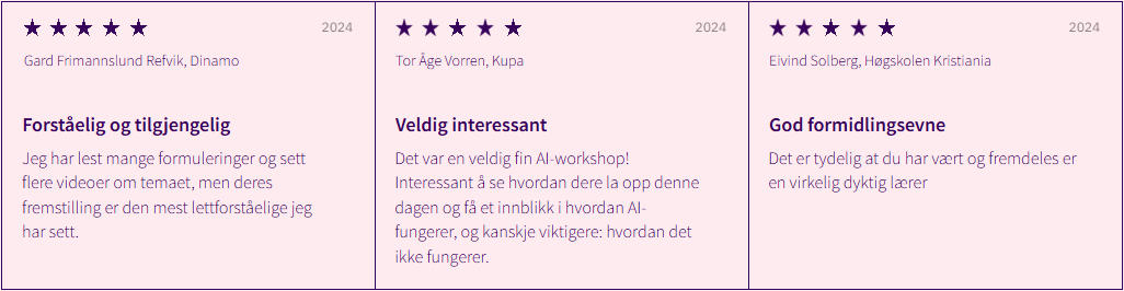 Tilbakemeldinger på kurs