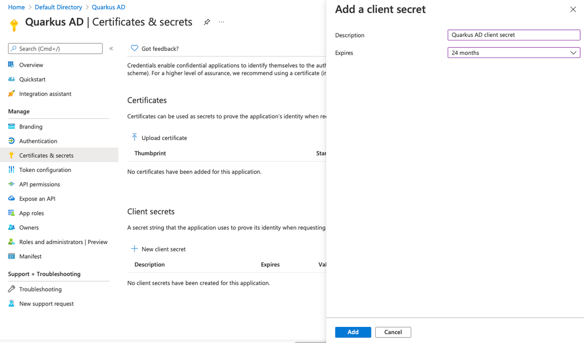 Rolebased access control with Quarkus and Microsoft Azure Active