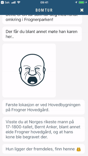 Skjermdump av en chat med animasjon av sinnataggen