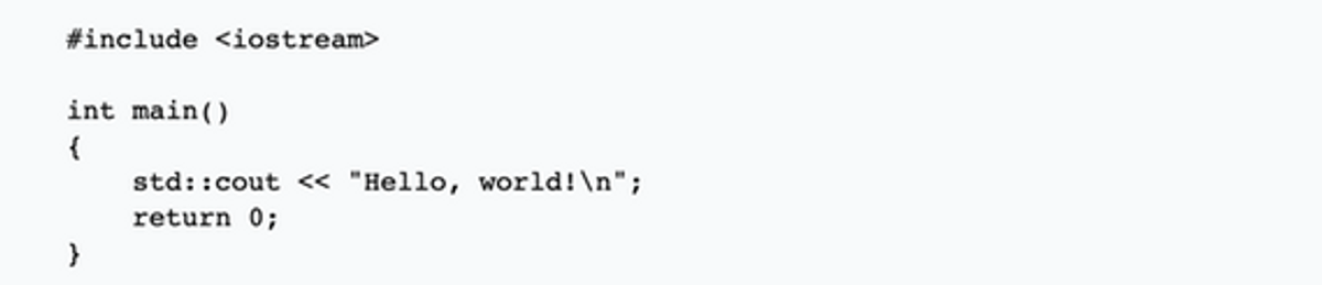 skjermbilde av programmering: print teksten "Hello, world!"