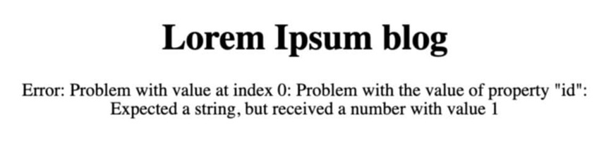 Image of lorem ipsum text and an error message