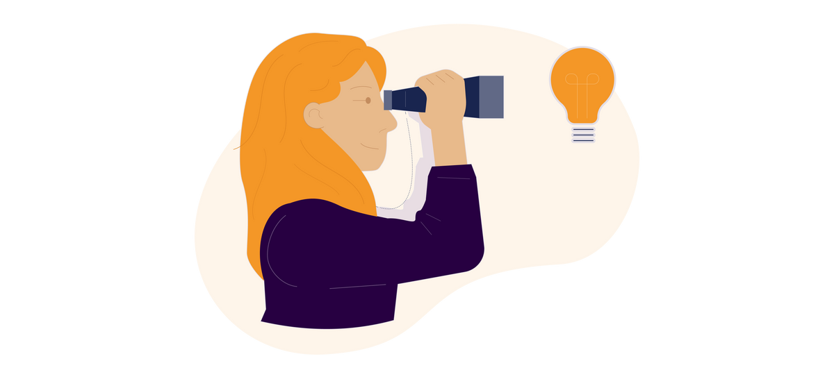 Person som jakter innsikt med kikkert