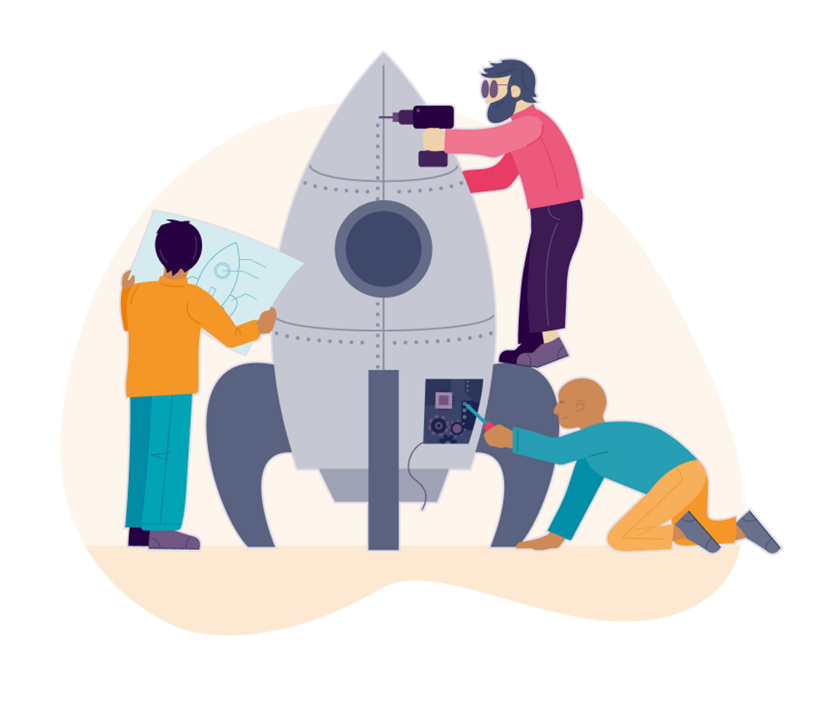 Team som jobber sammen om oppgave