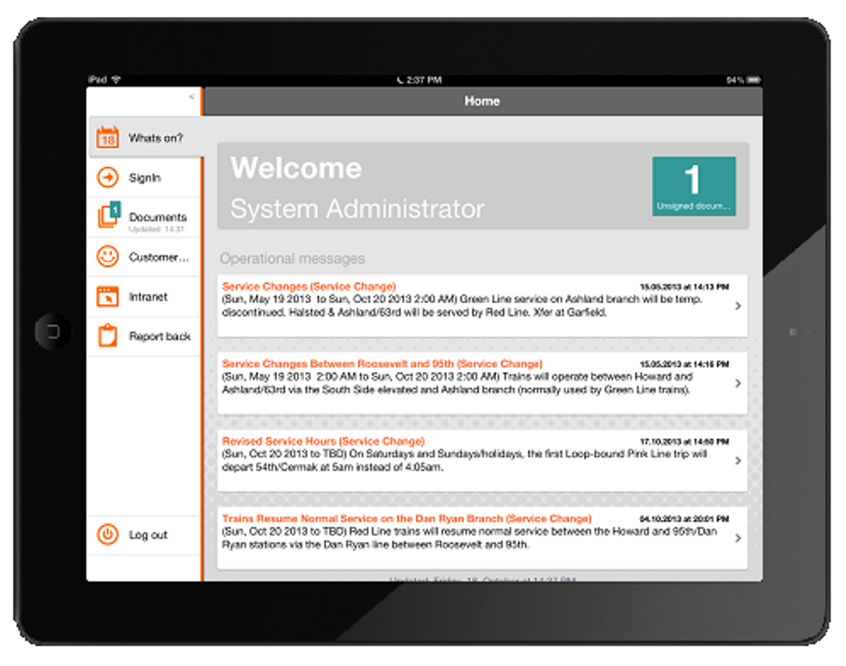 screenshot of the apps tablet front page