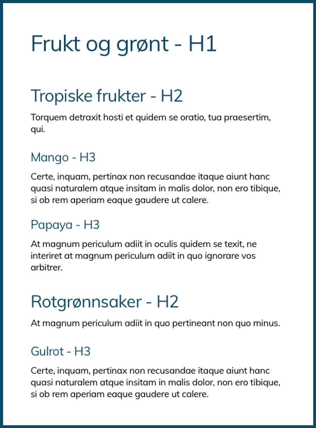 En side vist som en innholdsfortegnelse.