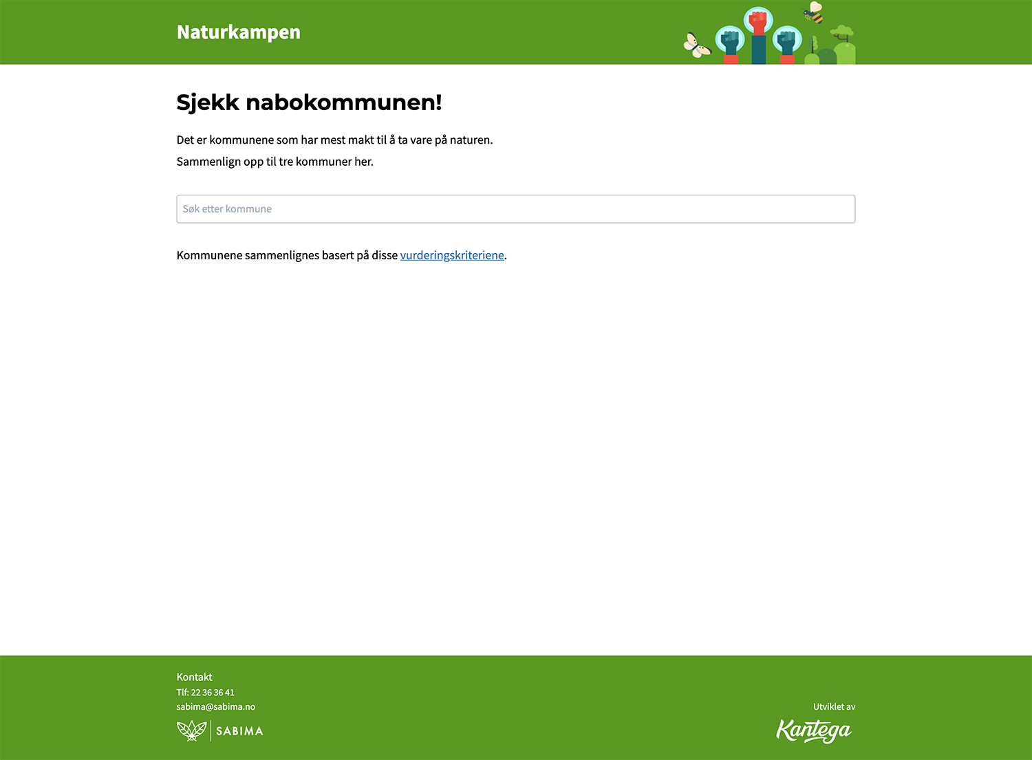 Skjermbilde fra løsningen