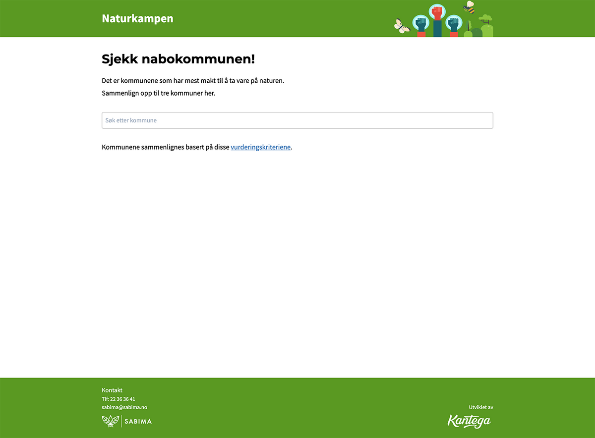 Skjermbilde fra løsningen