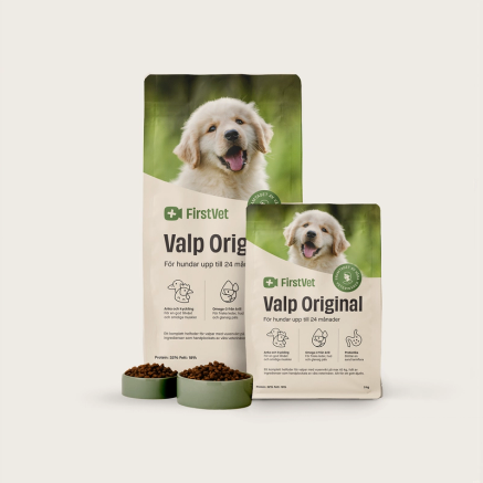 Båda påsarna FirstVet Valp 12kg och 3kg