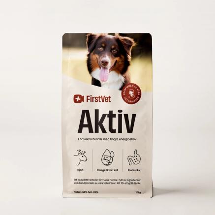 En foderpåse av FirstVet Aktiv, 12 kg