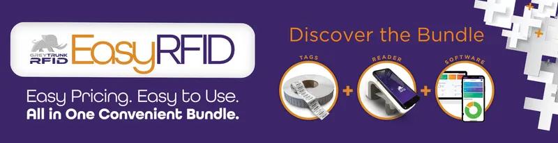 Grey Trunk EasyRFID bundle — RFID tags, a handheld reader, and asset tracking software sold together at one price.