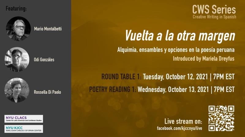 image from This event has been CANCELLED until further notice. | CWS Online Series | Vuelta a la otra margen. Alquimia, ensambles y opciones en la poesía peruana